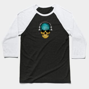 Dark Skull Deejay with Ukrainian Flag Baseball T-Shirt